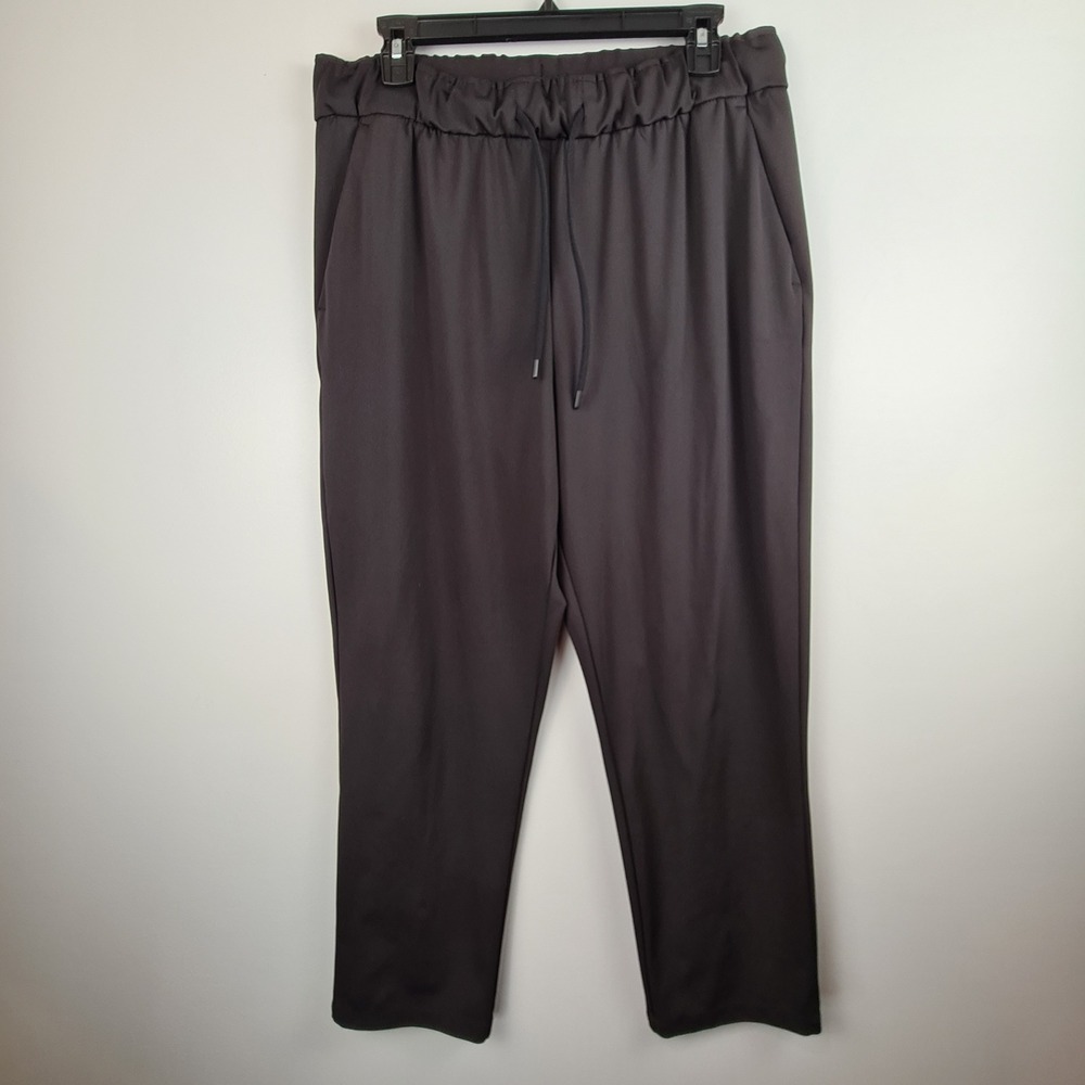 Hilary Radley Womens Black Pull On Drawstring Jogger Pants Large Athleisure